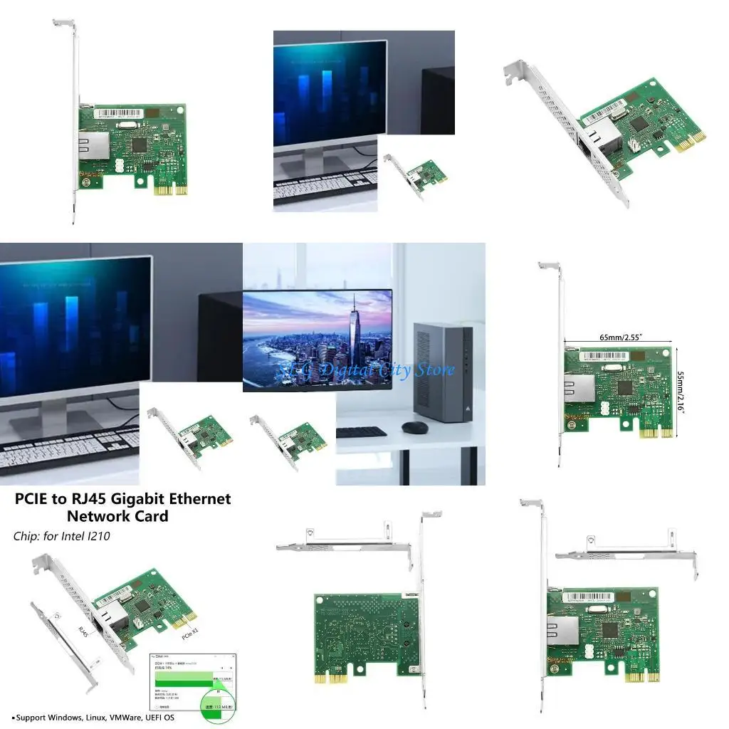 

Гигабитная сетевая карта U75B PCIe, одиночный Ethernet-адаптер RJ45 с чип-картой I210AT, запуск PXE 10/100/1000 Мбит/с для ПК