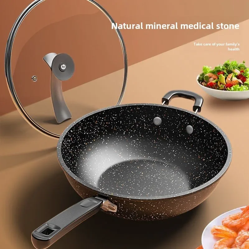 

Maifanshi Non Stick Pan, Household Flat Bottomed Stir Fry Pan, Low Oil Fume Induction Cooker, Gas Universal Stir Fry Pan,