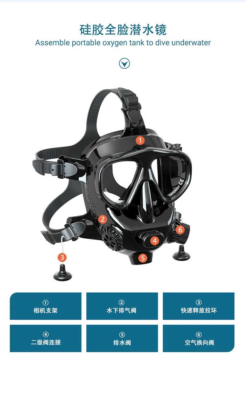 1L Diving Oxygen Cylinder Scuba Breathing Set Professional Diving Equipment Underwater Breathing for 15-20 Minutes