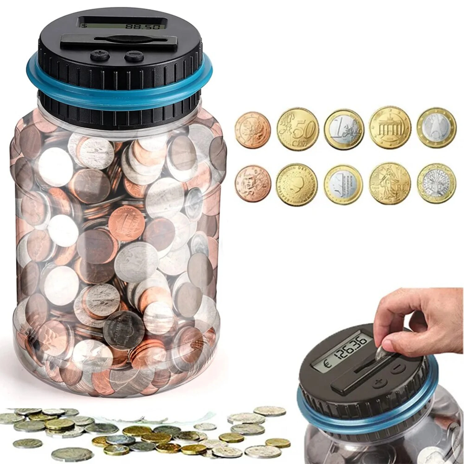 

Interactive and Fun Educational Digital LCD Piggy Bank - Automatic Coin Counting Money Saving Box for Kids and Adults - Ideal Mo