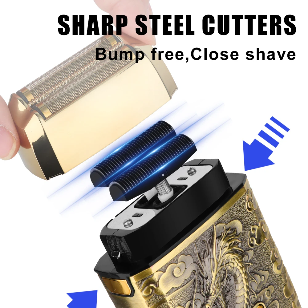 ماكينة حلاقة كهربائية مطورة مع شفرات ثلاثية، شاشة رقمية، تصميم قديم للحلاقة بدون جهد - حصريًا للرجال #6