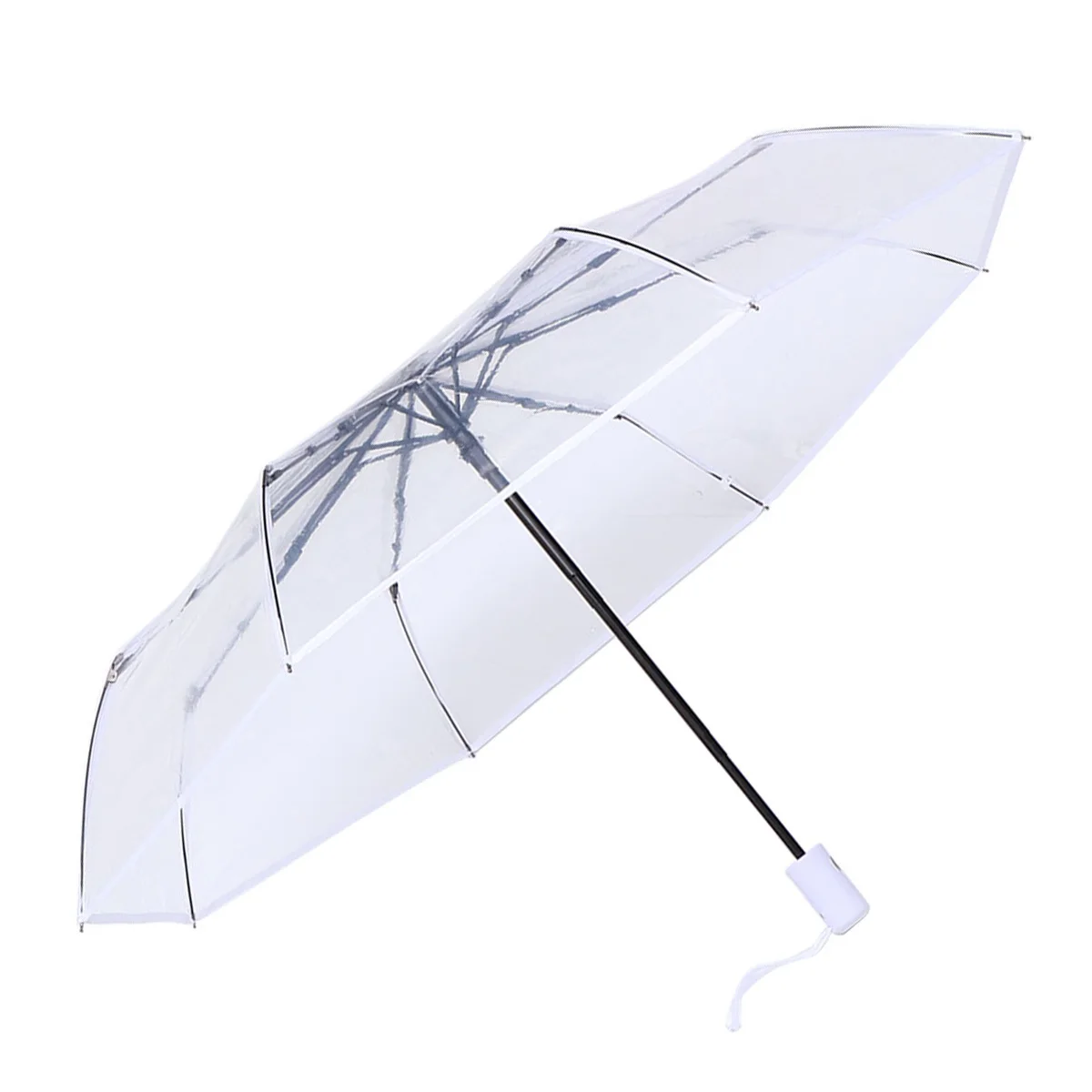 

Fully Automatic Triple Folding Transparent Umbrella Waterproof Compact Travel Rain Lightweight Portable Outdoor Gear