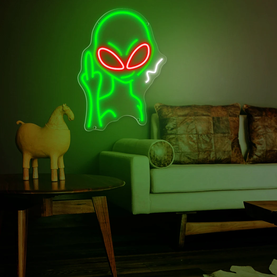 Vibrant Alien Neon Sign LED Wall Decor USB Powered for Man Cave Game Room Bar Party Wedding Birthday Gift Ambient Lighting Night