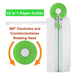 12 in 1 Craft Paper Cutter, 12 Patterns Lace Edge Cutter, Rotating Head 12 Types Of Blades Paper Dial Trimmer With  Measurements