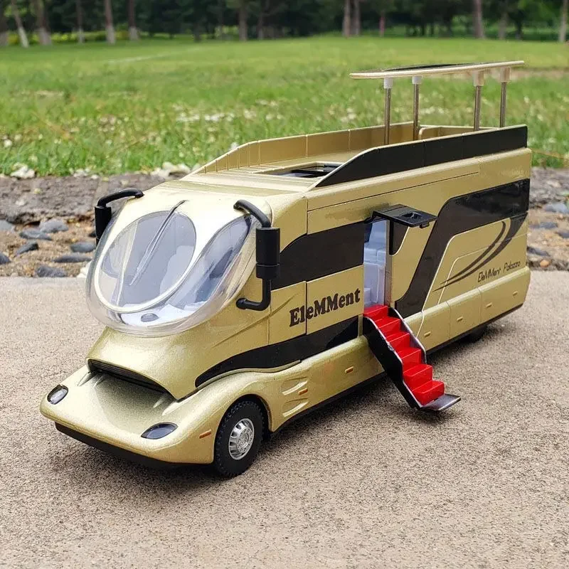 Legering Luxe Rv Recreatieve Restauratie Auto Model Metalen Speelgoed Camper Camper Camper Motorhome Toerwagen Model Geluid En Licht Kinderen Geschenken