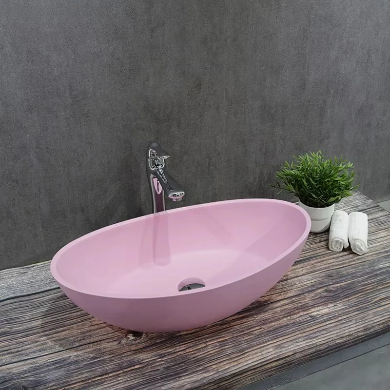 Spring new design pink bathroom stone wash basin