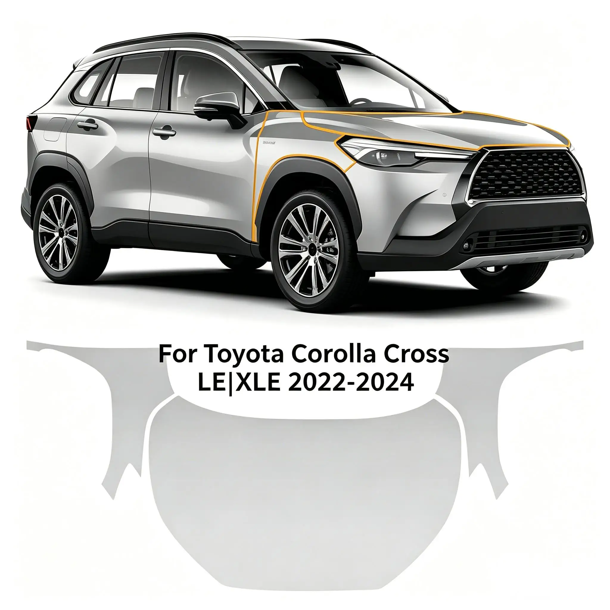 

8.5Mil Pre-cut PPF Kit For Toyota Corolla Cross LE|XLE 2022-2024 TPU Clear Paint Protection Film Scratch-Resistant Accessories