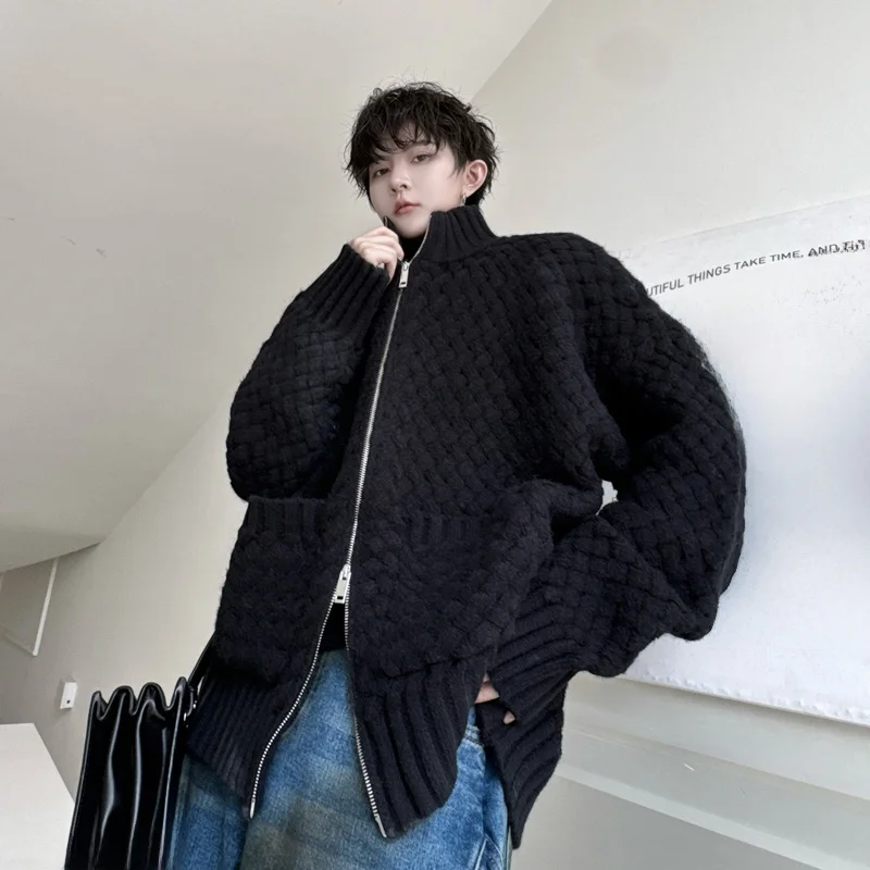 

Зимний утепленный вязаный кардиган на молнии: модный корейский стиль, молодежный повседневный свитер-пальто с длинными рукавами