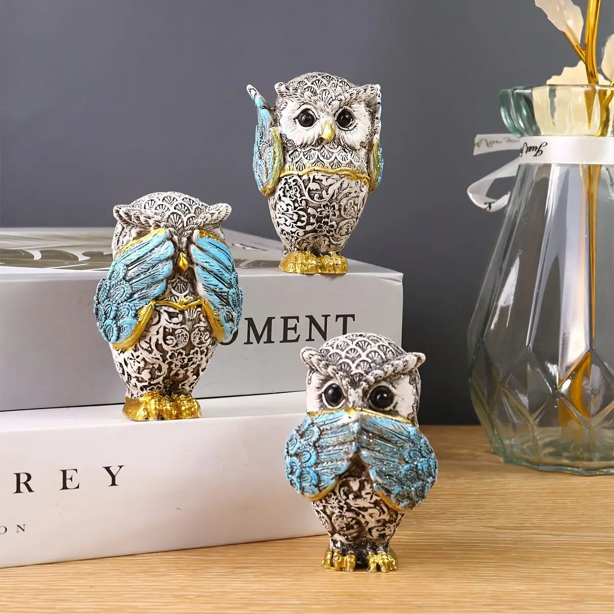 Tiny Owl Figurine Handcrafted Resin Sculpture Inspired by Oriental Aesthetics Perfect for Desk Shelf or Workspace Accent Minimal
