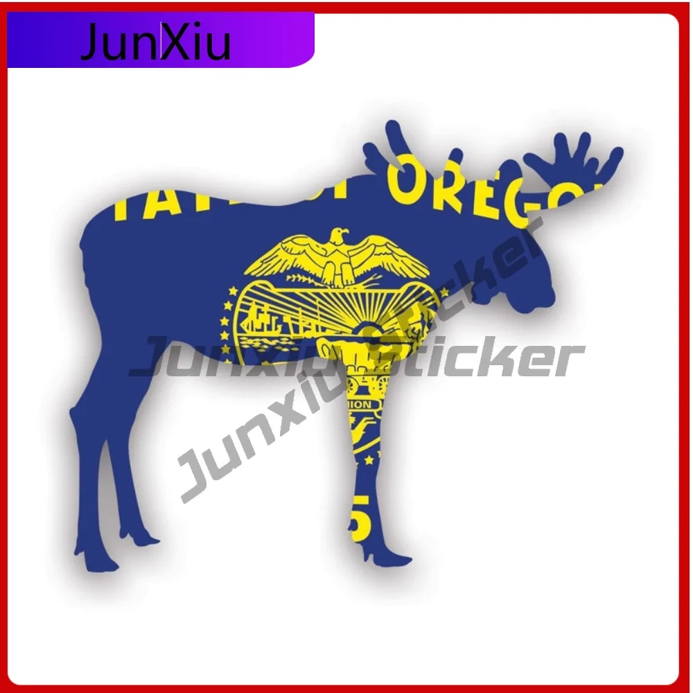 

Oregon Moose Shaped Waterproof Fade Resistant Anime Style For Bumper Helmet Car Body Self Adhesive Easy Apply Accessories