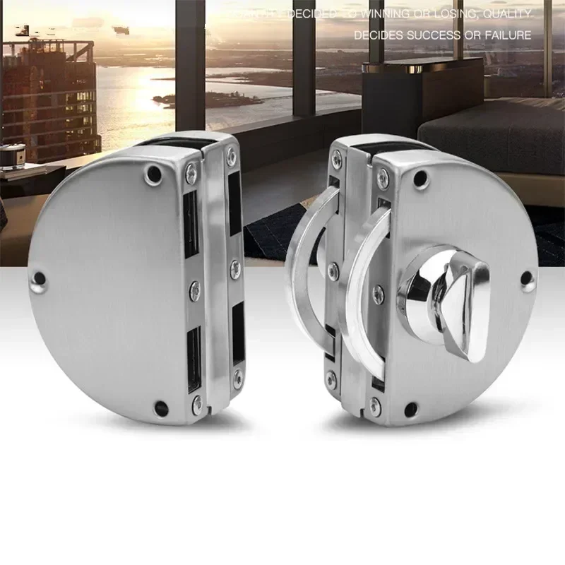 1 Set Double Open Glass Door Lock Stainless Steel Double Bolt Sliding Door Lock Office Glass Door Security Lock Home Hardware