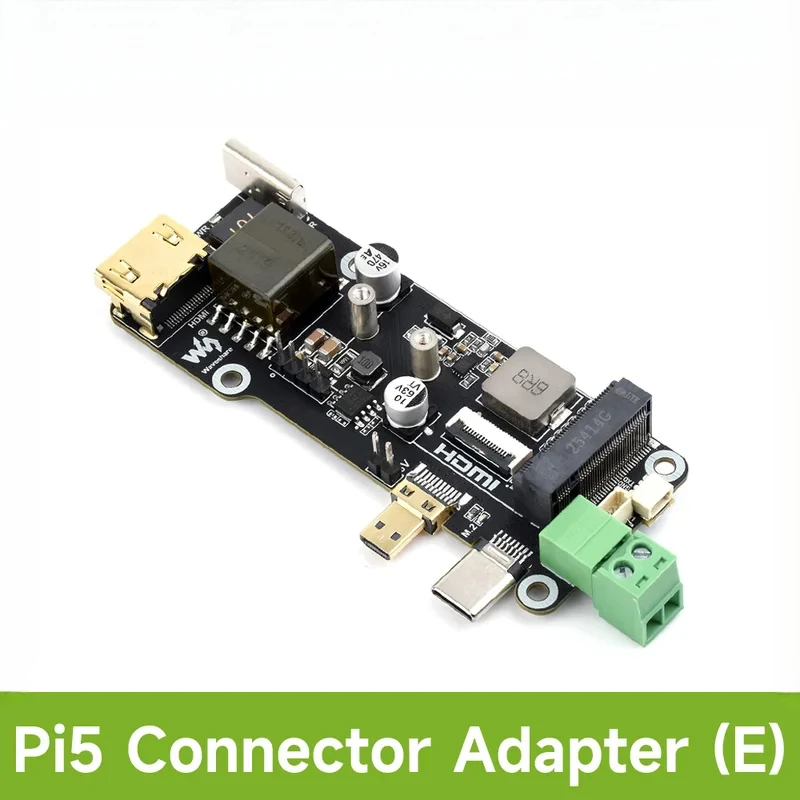 Waveshare PCIe To.2 Multifunctional Adapter (E) Raspberry Pi 5, 4K Output, Onboard PoE Power Supply And PCIe To.2