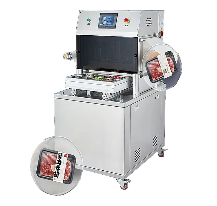Small business automatic tray sealing machine/nitrogen vacuum box tray sealing machine/meat and fruit gas box packaging machine