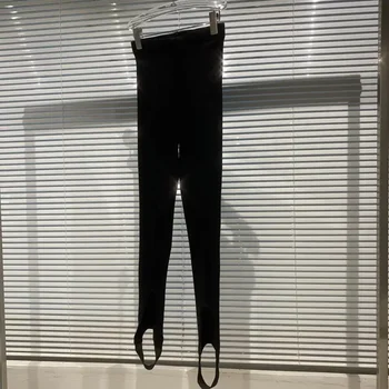 ใหม่แฟชั่นฤดูใบไม้ร่วงฤดูหนาวสีบุคลิกภาพยืด Slim Elastic High เอวกางเกงขายาว Thicken กำมะหยี่ผู้หญิงเลกกิ้งดำ