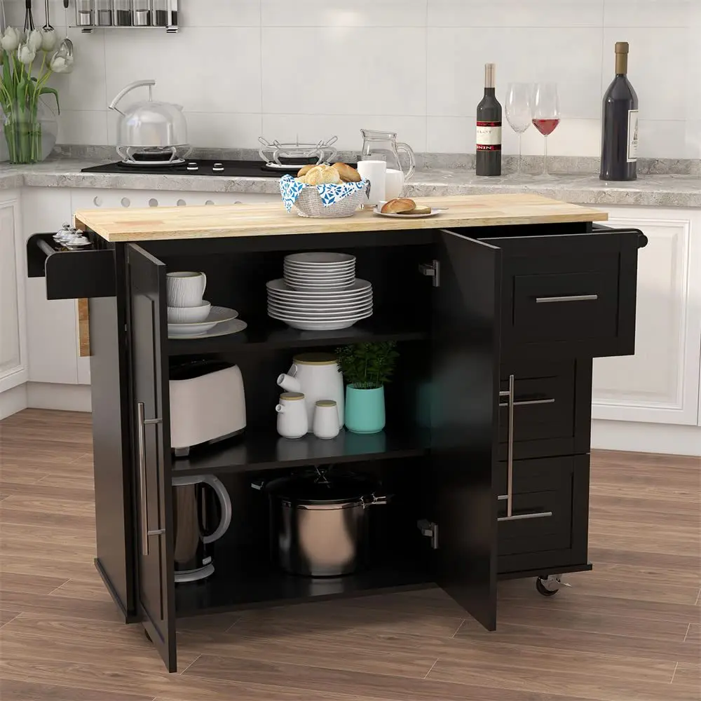 Storage Food Truck Top Flip Kitchen Island Rolling Service Cart Food Truck