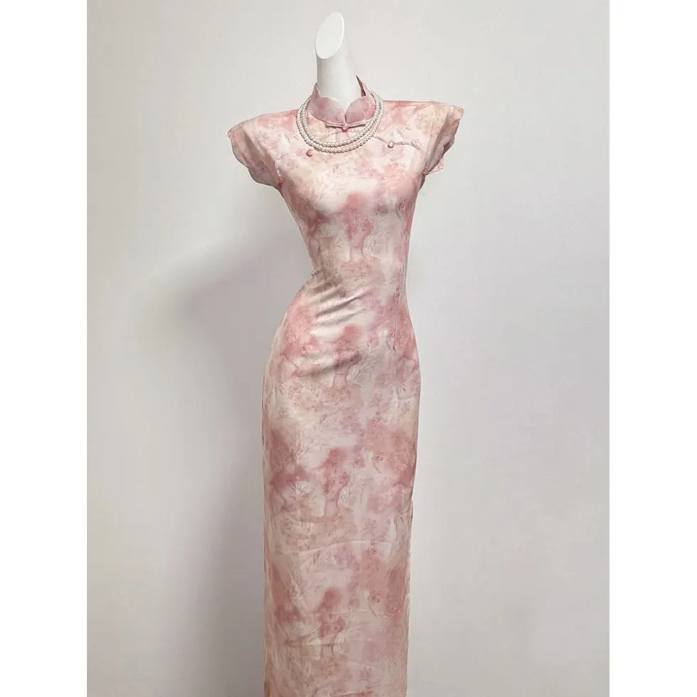 

New Summer High End New Traditional Chinese Style Cheongsam Gorgeous Long Engagement Wedding Party Dress ципао 치파오 CH-073
