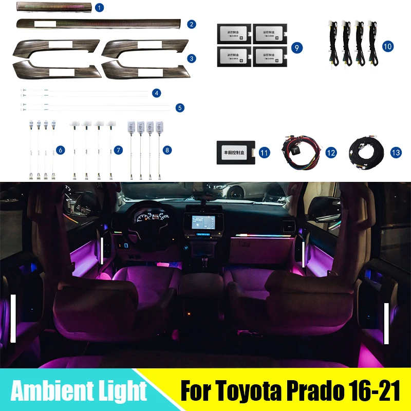 

LED Ambient Light For Toyota Land Cruiser Prado 2016-2021 Dashboard Auto Interior Decoration Atmosphere Lights