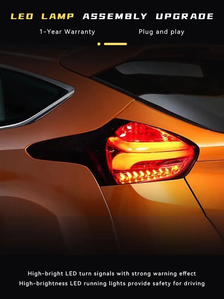

Автомобильный фонарь для Ford Focus Hatchback 2015 2016 2017 2018, светодиодный задний фонарь, линза проектора, задний фонарь DRL, сигнал, автозадние аксессуары