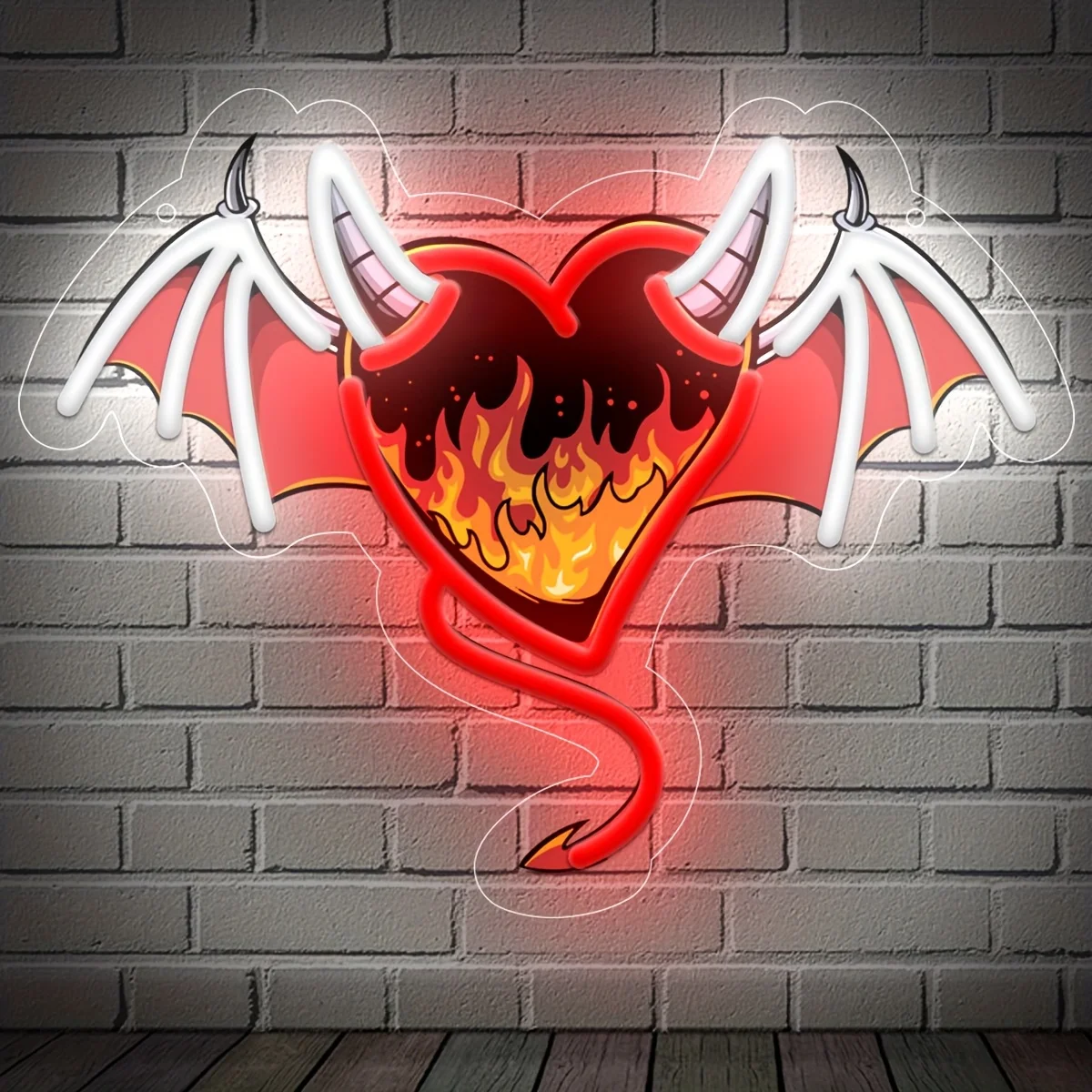 Devil Heart Neon Sign LED Wall Light Dimmable USB for Gothic Bedroom Game Room Man Cave Halloween Party Bar Club Wall Decor Gift