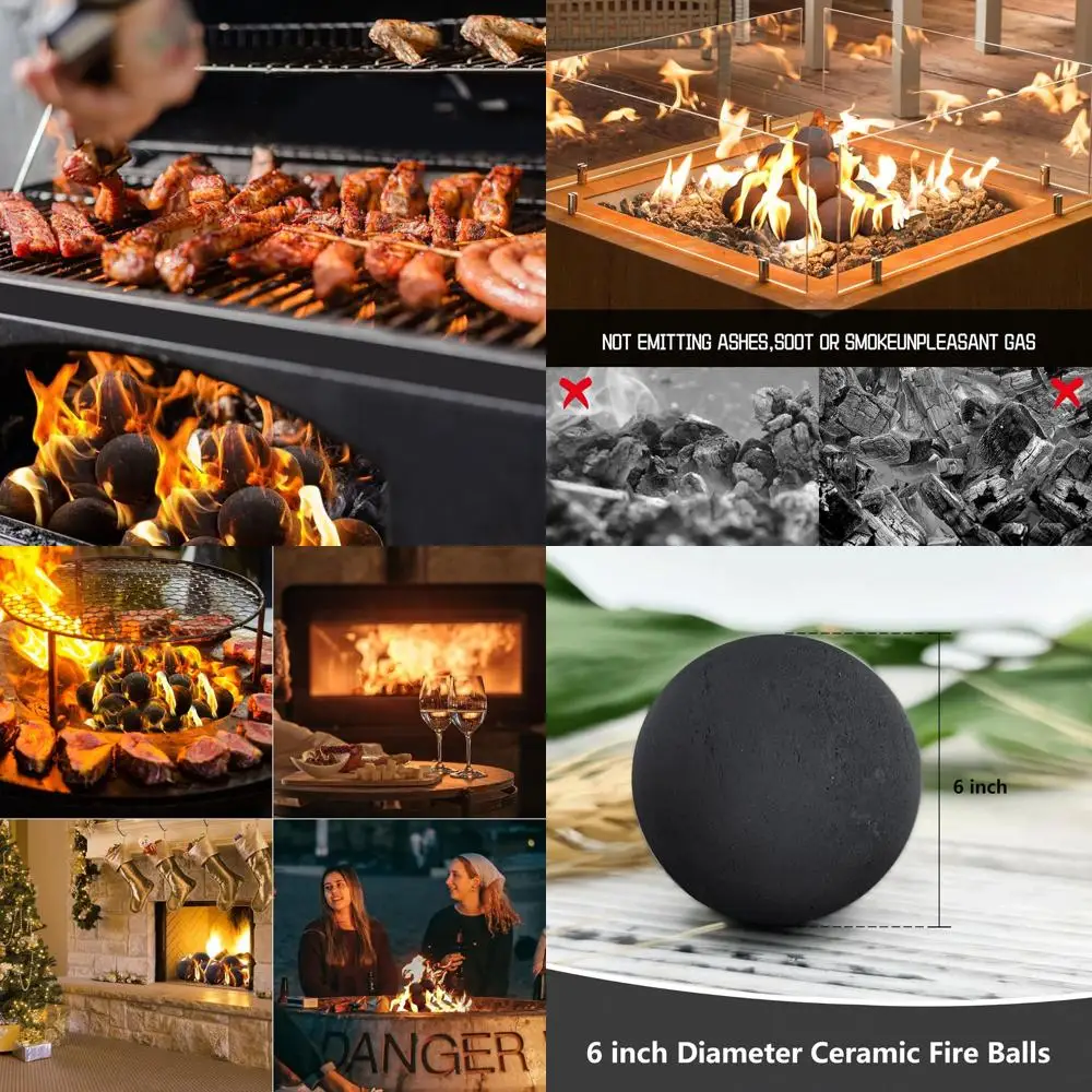 

Многоразовые декоративные шары для костровидных каминов, 6 дюймов, черные, для использования в помещении и на улице, аксессуары для каминов