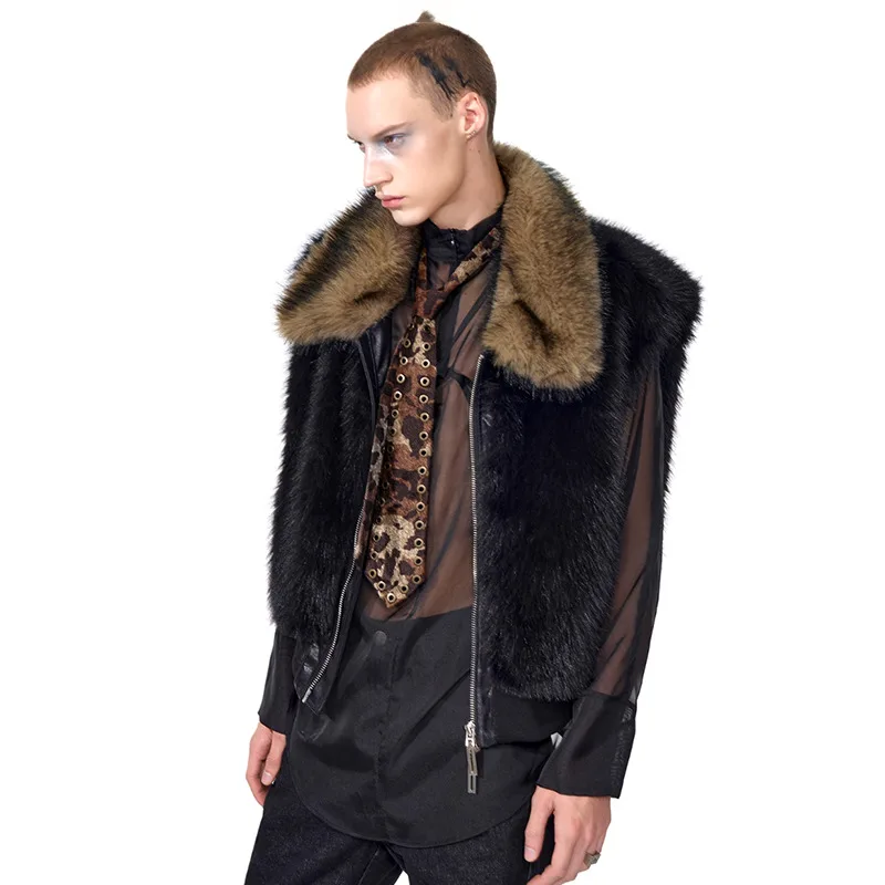 LUZHEN 2025 الشتاء الفاخرة مزاجه فو الفراء سترة دون أكمام معطف الرجال موضة عالية الجودة وسيم الدافئة الذكور صدرية JY4960 #2