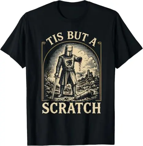 Das ist nur ein Kratzer Lustiges Mittelalterliches Ritter-Grafik-T-Shirt Retro-Krieger Mittelalterliche Rüstung Grafik-Bekleidung Herrenmode Halloween-Geschenk – Detail 10