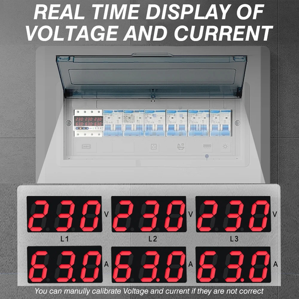 Three Phase Voltage Current Protector Voltage Relay Adjust Current Overvoltage with Auto Power Off and Automatic Reset Function