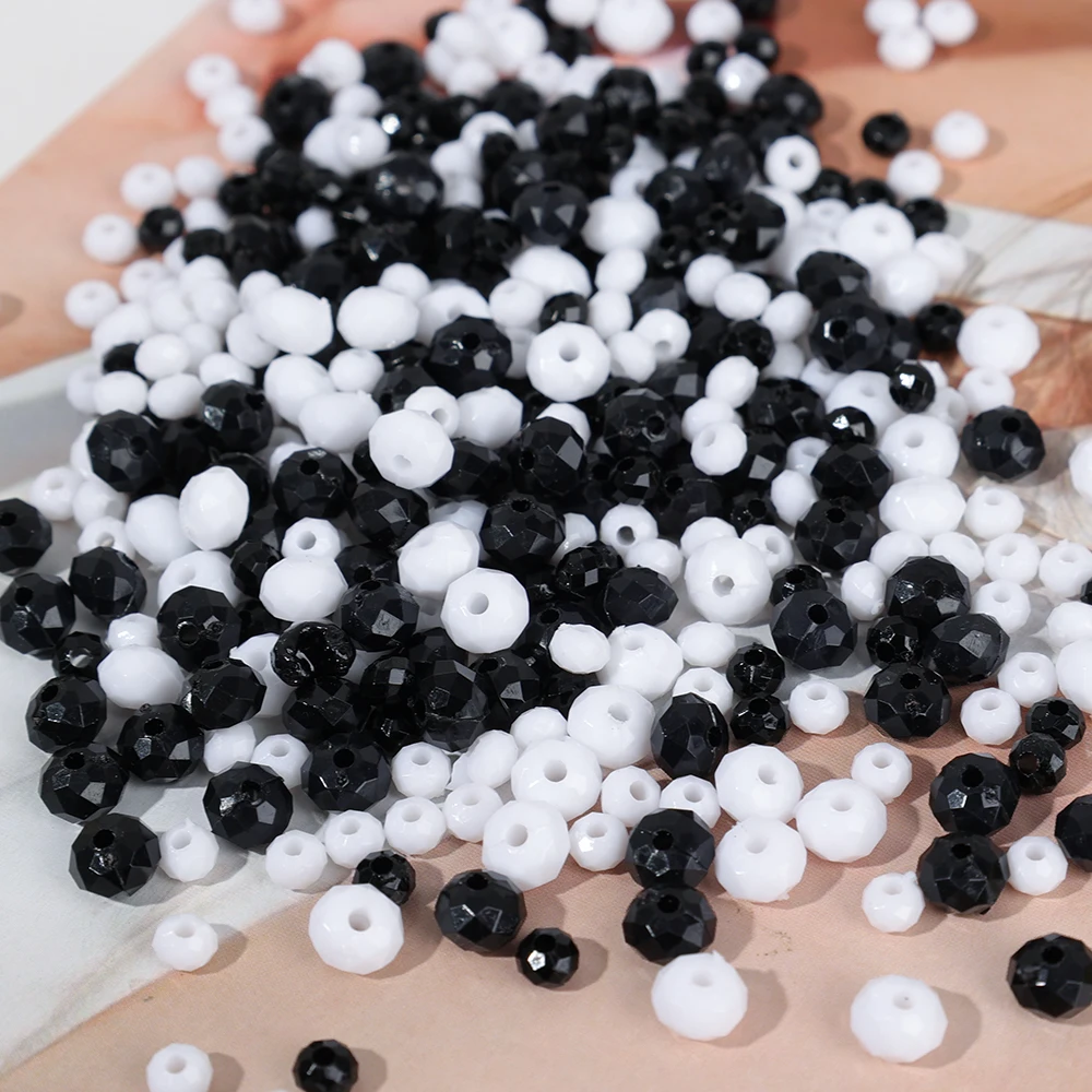 1000pcs 3-6mm Black White Mixed Colour Round Acrylic Loose Spacer Beads for Jewelry Makeing Diy Handmade Bracelets Accessories