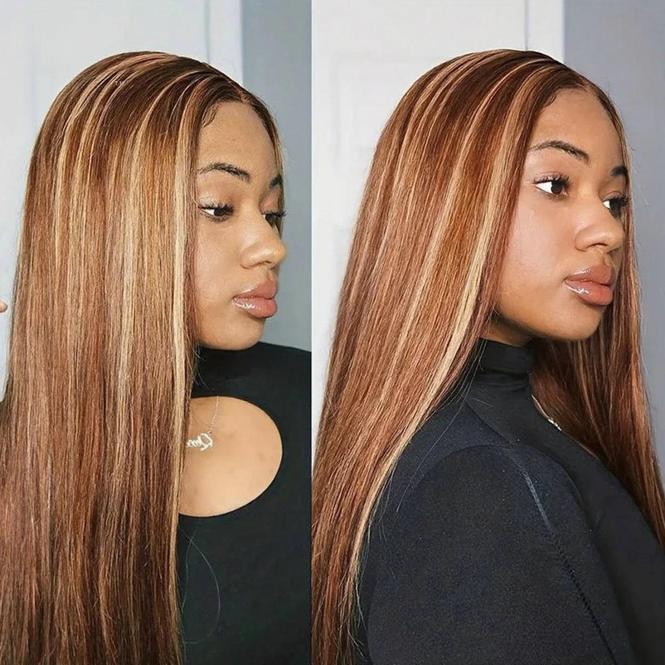 

Brazilian 180% P4/27 Ombre Brown Highlight Straight Human Hair Wig 100% Ramy Human Hair 13x4 Hd Lace Frontal Human Hair Wigs