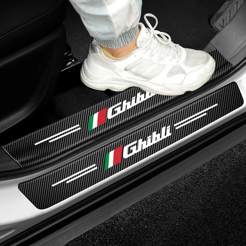 Car Door Threshold Anti Scratch Strip Tape for Maserati Ghibli Emblem Rear Trunk Sill Protective Film Stickers Accessories