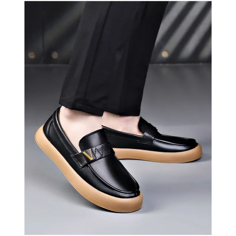 Chaussures basses en cuir coordonnantes pour hommes, chaussures de planche à semelle optique, mocassins masculins légers à enfiler, chaussures décontractées pour hommes, designer, printemps, automne, nouveau