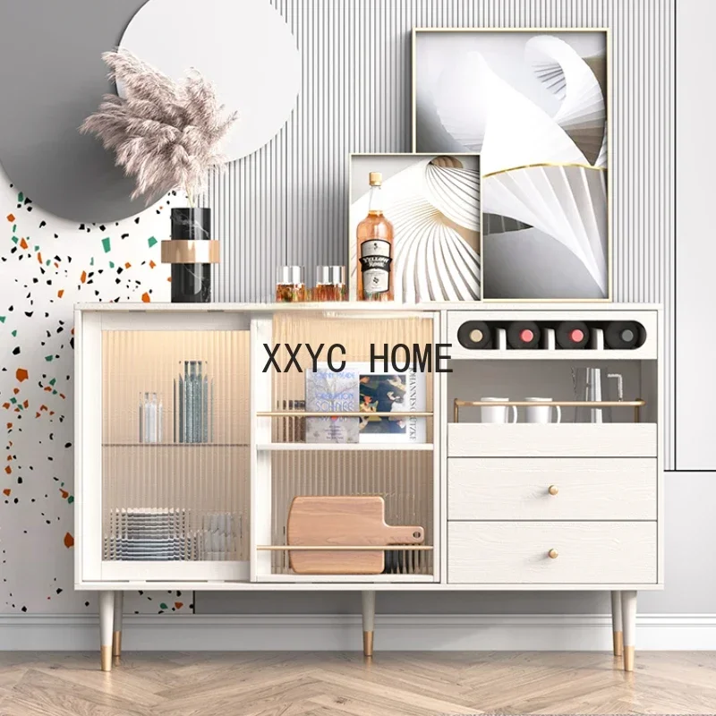

Light Luxury Stone Plate Sideboard Kitchen Storage Household Black Wine Cabinet Tea Cabinet Wall Cabinet