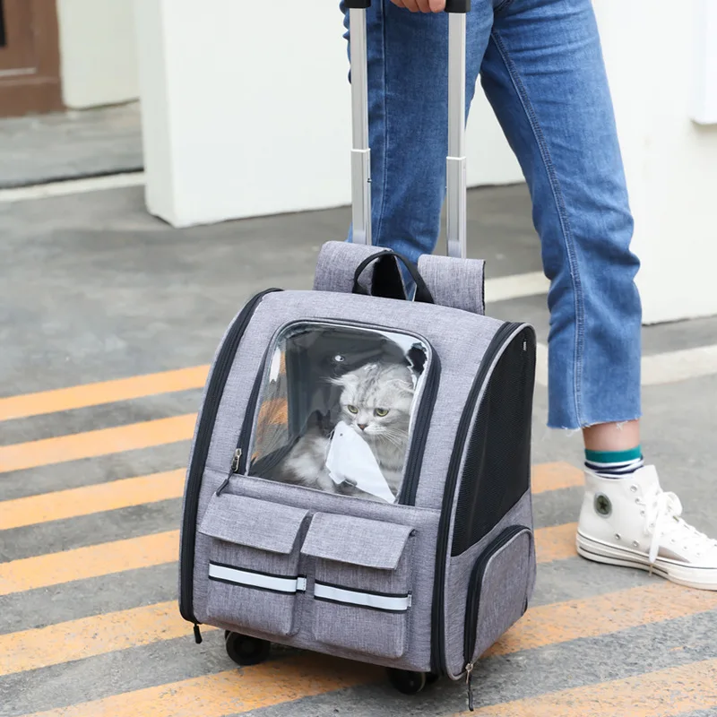 Cat Bag Trolley Case, Outgoing Bag, Pet Trolley Case, Cat Backpack, Panorama Breathable Foldable Backpack, Pet Supplies