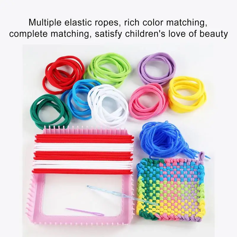 Zestaw do tkania pętli do łapaczy, interaktywne zabawki artystyczne, materiały do rękodzieła z 8 tęczowymi kolorami dla dzieci w wieku 3 lat, początkujących dziewcząt.