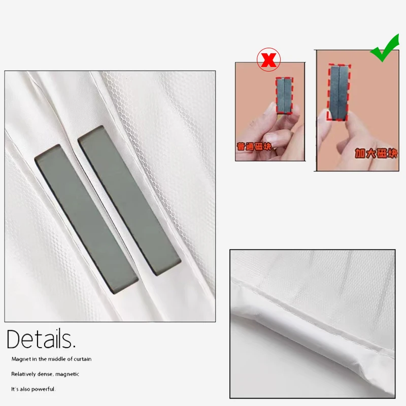 Magnetisches Moskitonetz mit Anpassbarer Maschengröße, Unsichtbar und Selbstklebend für Küche, Wohnzimmer, Innenräume, Türvorhang, Mosquitera – Detail 10