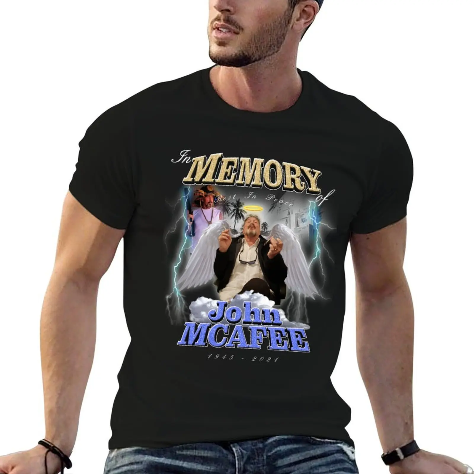 

Rest in Peace John McAfee T-Shirt cotton t shirts high quality man t shirts for men cotton t shirt man T-Shirt