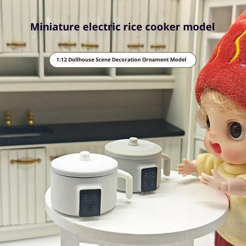 Realistic 1/12 Miniature Rice Cooker Model Mini Kitchen Accessory for Dollhouse Diorama Decoration Hobby Gifts