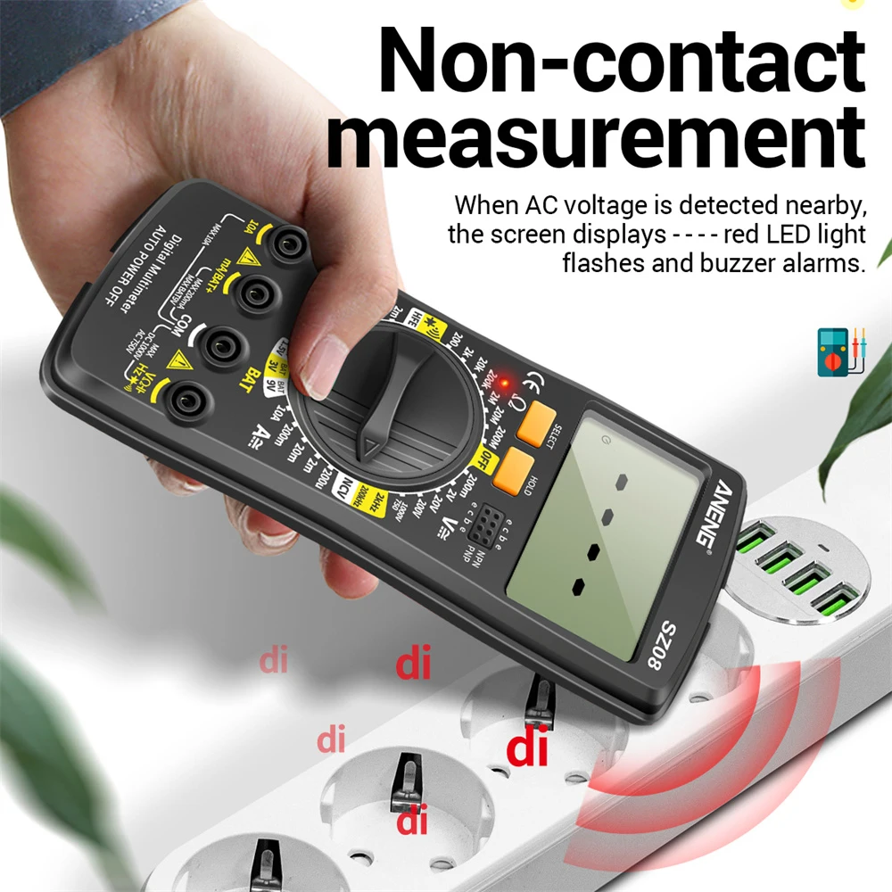 SZ08 Digital Multimeter AC DC 220V Auto Voltmeter Resistance Professional Multimeter Ultra-thin storage Handhold Testers