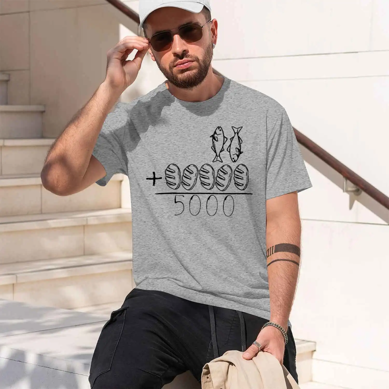 2 Fishes 5 Brea Jesus Fee The 5000 ristian Bible Verse T-Shirt Funny Shits Casual Regular Short-sved O-ne 2026 New Model Short-s view 3
