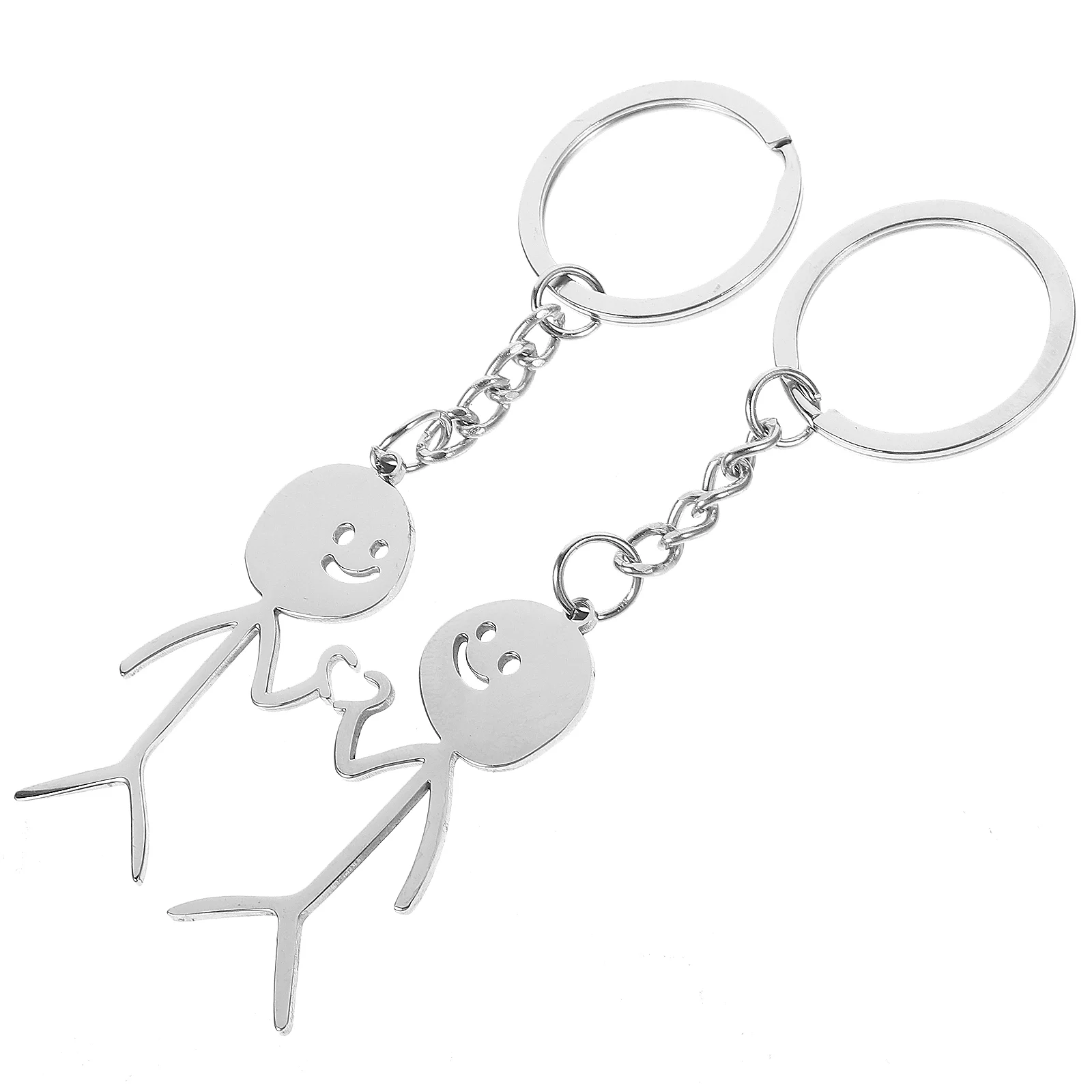 2 Pcs Cartoon Keychain with Doodle Man Pendant for Women Graffiti Bag Ornament Stainless Steel Couple