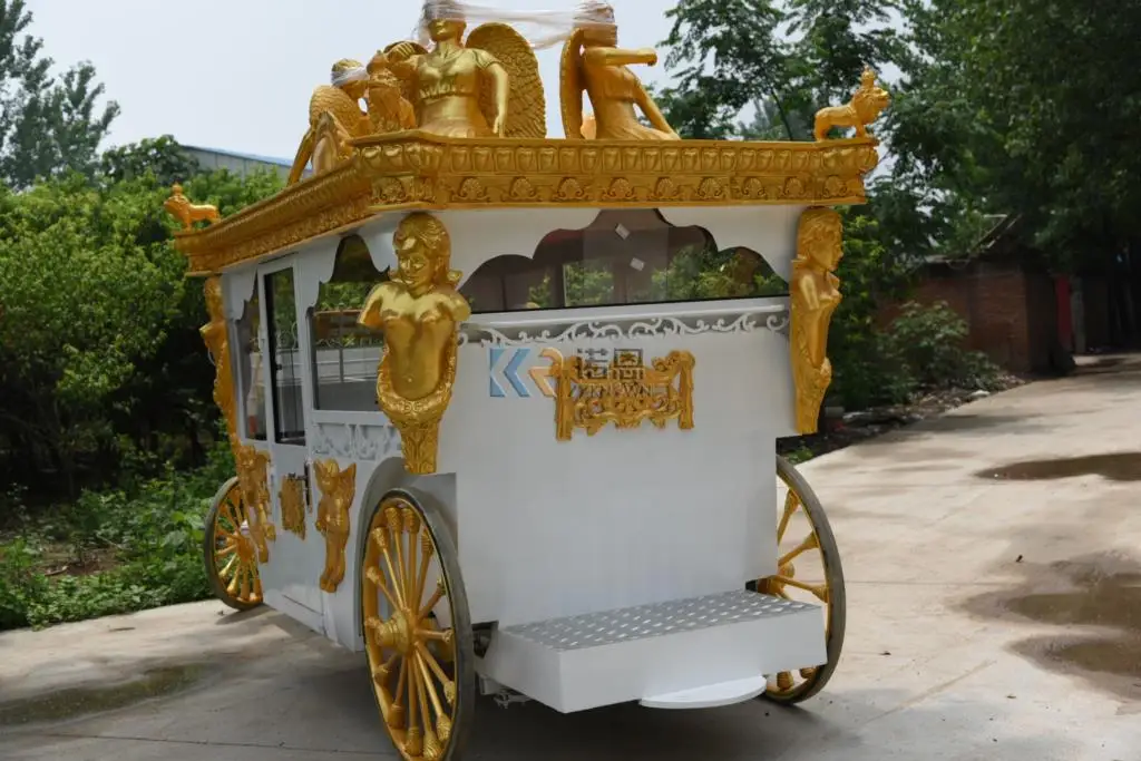 Latest Luxury Two Rows Of Seats Carriage Historical Horse Drawn Carriage Wagon Visiting Wedding Romantic Electric Horse Carriage