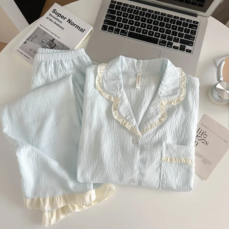 New Girls Student Spring Autumn Casual Long-sleeve Pajamas Sleep Pants Woman Homewear Ladies Casual Pajamas Loose Homewear Women