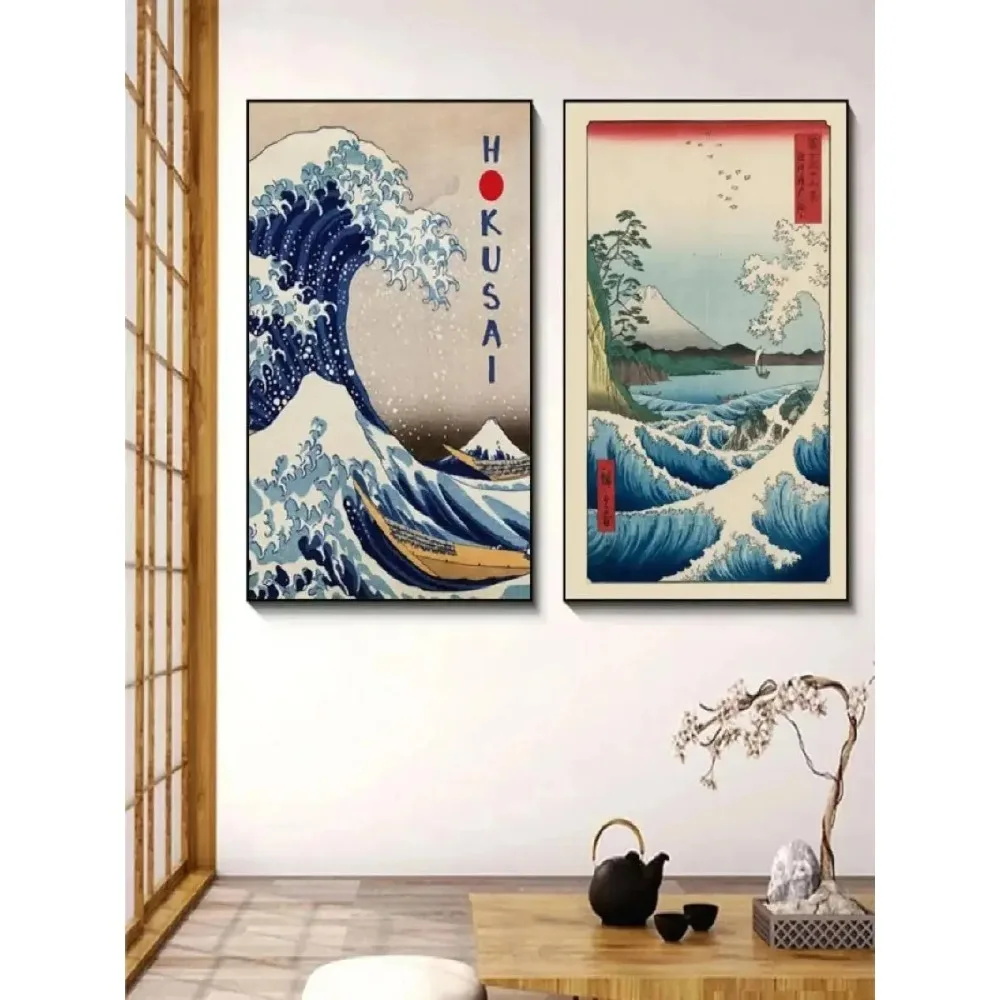 خمر اليابانية Ukiyoe الموجة العظيمة قبالة كاناغاوا قماش اللوحة معرض ملصق جدار ديكور فني غرفة المنزل