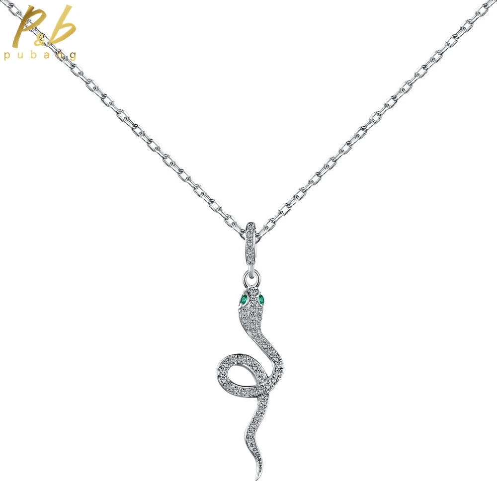 

PuBang Fine Jewelry Green Sapphire Cocktail Pendant Necklace 925 Sterling Silver Created Moissanite for Women Gift Free Shipping