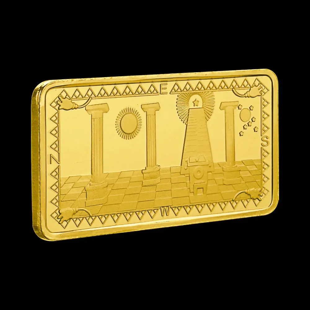 The Freemason Golden Plated Bar Souvenir Coin Freemason All Seening Eye Collectible Coin