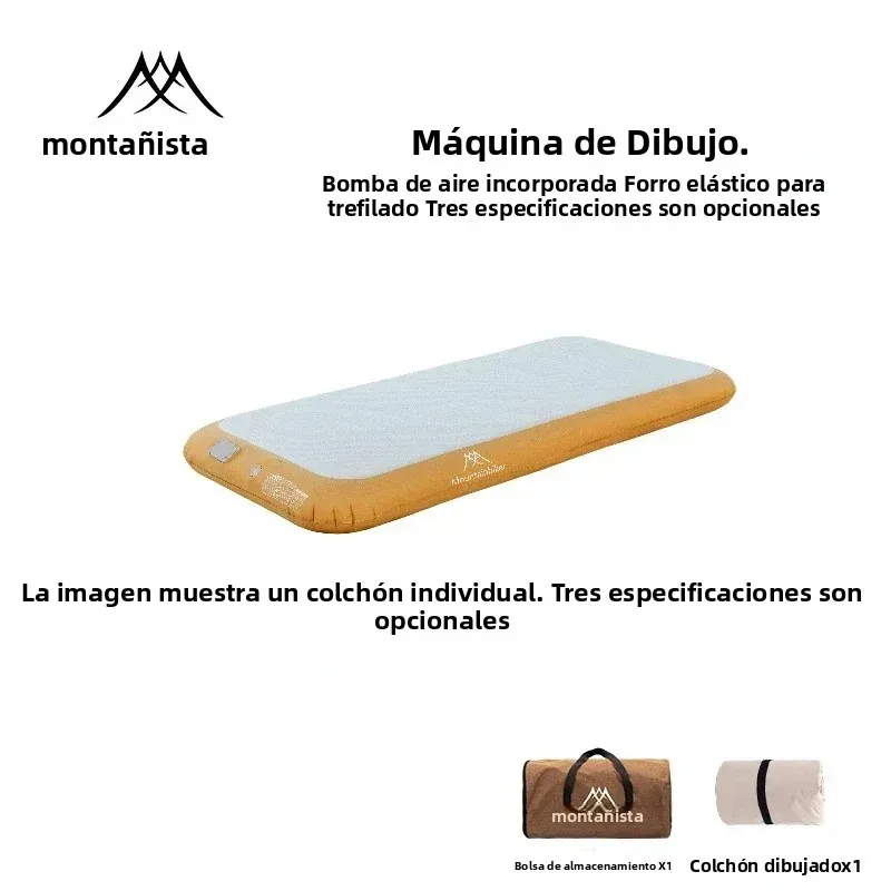 Colchón Inflable MOUNTAINHIKER de 20 cm de Altura para Acampar al Aire Libre, Colchón de Viaje para Auto, Colchón Automático con Resiliencia y Almohada