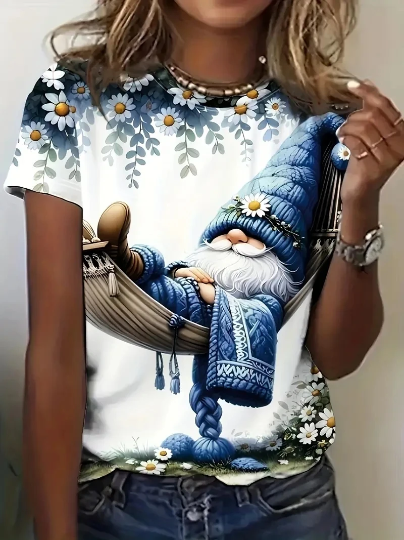 

Женская футболка больших размеров с короткими рукавами и 3D-принтом, свободная и повседневная, мягкая, удобная и дышащая, подходит для занятий спортом на открытом воздухе