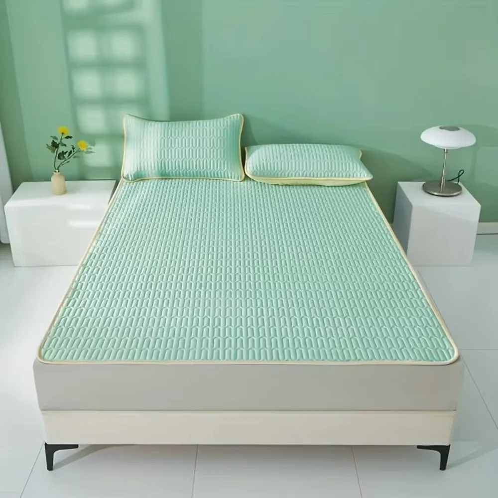 Latex Cool Feeling Mattress Cover Anti-wrinkle Breathable Summer Sleeping Mat Quilted with Elastic Band Bed Sheet Cooling Pad