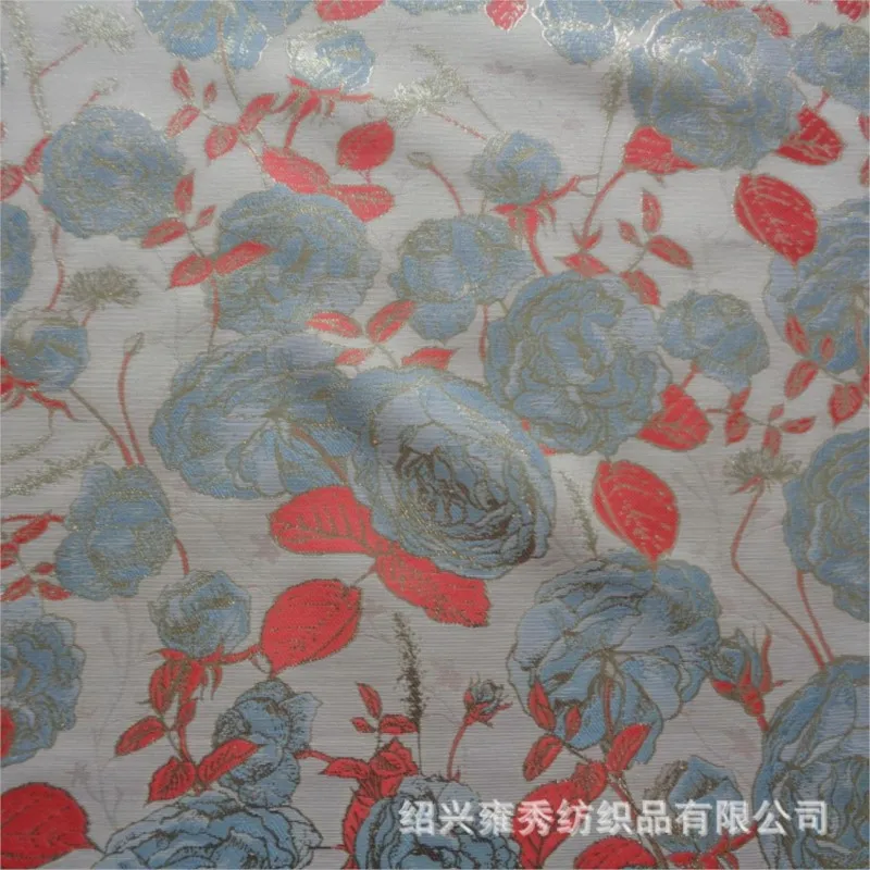 The new artistic women's dress fashion fabric is plain weave modern two-color jacquard gold thread