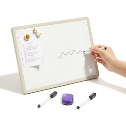 Versatile Magnetic Desktop Whiteboard with Stand-up Writing Board  Includes 3PCS Black Marker & 1 Eraser for Office/ School